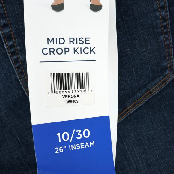 Chaps Jeans Womens 10 Blue Cotton Stretch Denim Mid Rise Crop Kick Flare 30W New - Picture 7 of 14